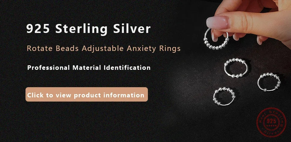 Rainbow Beads Anxiety Ring for Women Rotate Freely Anti Stress Adjustable Spinner Fidget Ring Bohemian Jewelry Christmas Gifts
