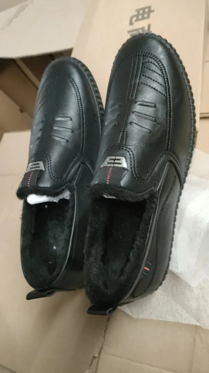 New Hot Sale Of The Season Men's Soft Leather Business Casual Shoes round Toe PVC Bottom Comfortable Soft Surface Dad Shoes Fash