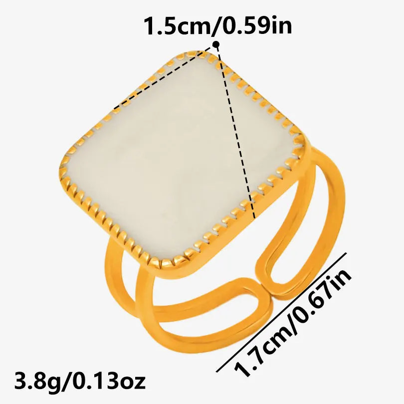 Elegant Ring Enamel Stainless Steel Rings For Women Men Accessories Flower Plant Jewelry Open Adjustable Real Gold Plated Bagues