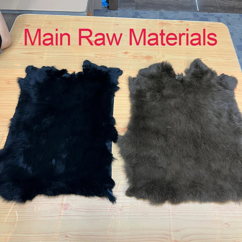 2025 New Real Fur Coat Winter Jacket Women Natural Rabbit Fur Lambswool Collar Luxury Outwear Loose Thick Warm Female Coat