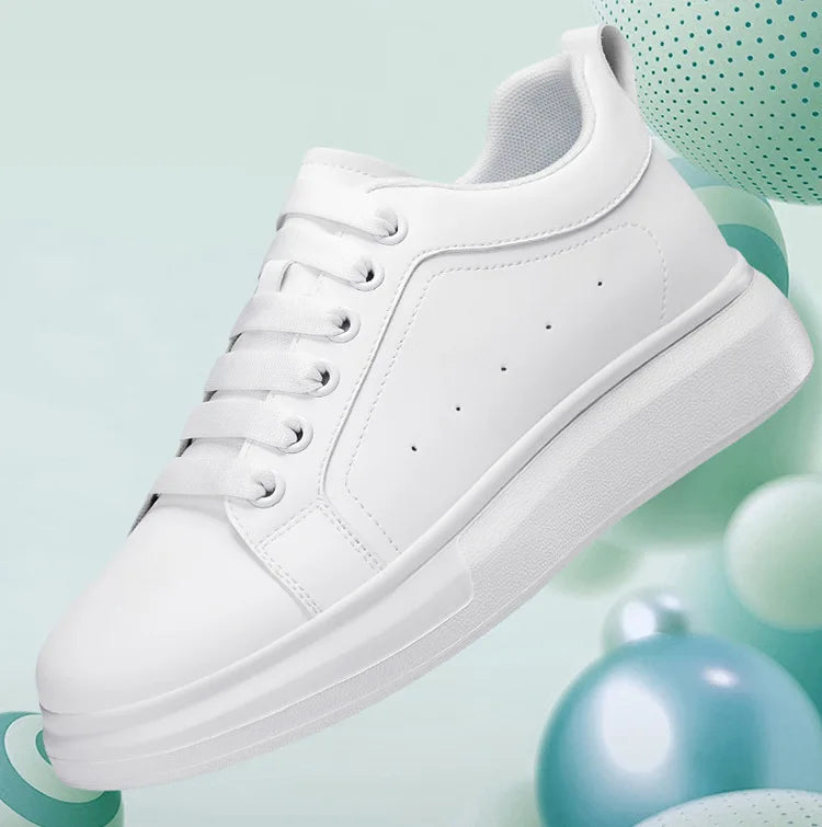 Fashion PU Leather Elevator Shoes for Men 6cm 8cm 10cm Invisible Height Increase White Sneakers Cortex Heightening Casual Shoes