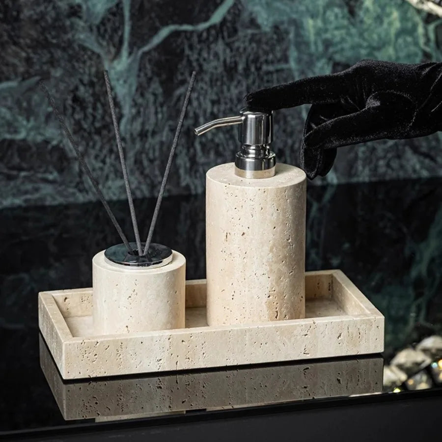 Vintage Rock Wind Cave Ceramic Lotion Bottle Bathroom Shampoo Body Wash Split Empty Bottle Cotton Bumb Box Aromatherapy Bottle