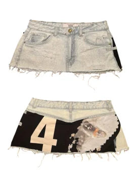 European and American spicy girl subculture slim fit denim short skirt Y2k street design slim fit daily sweet super A mini skirt