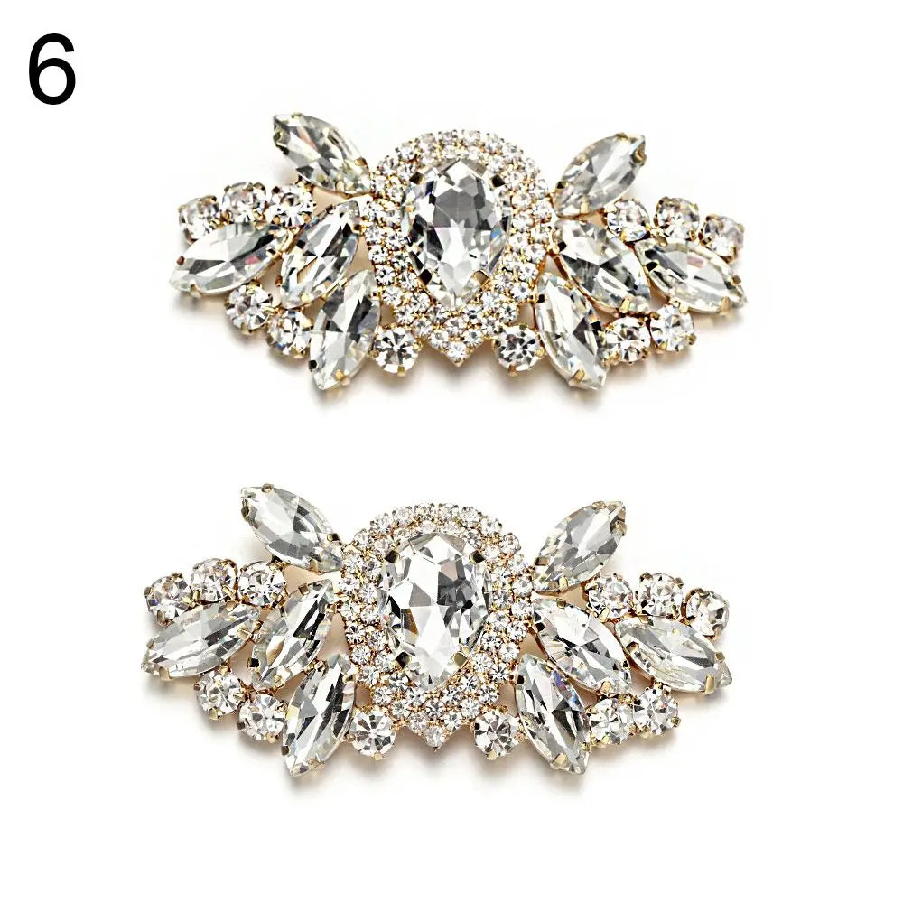 1Pair Detachable Shoes Decorations Shiny Crystal Shoes Clip Charm Buckle Rhinestone Brooch Women Bag Pendant Bride Accessories