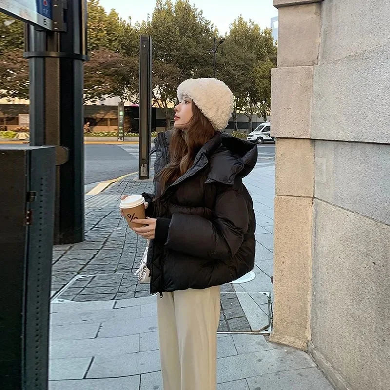 Women's Thickened Cotton Jacket Bread Style Warmth Outerwear Loose Fit Winter Top Korean Style Thickened Cotton Coat