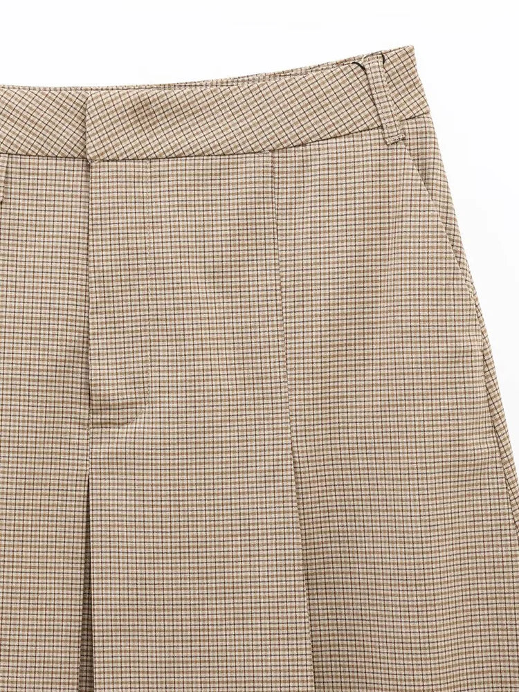 YERMORA high waist khaki plead pleated casual half body skirt for women loose fit fashion tide spring summer 2025 new A470