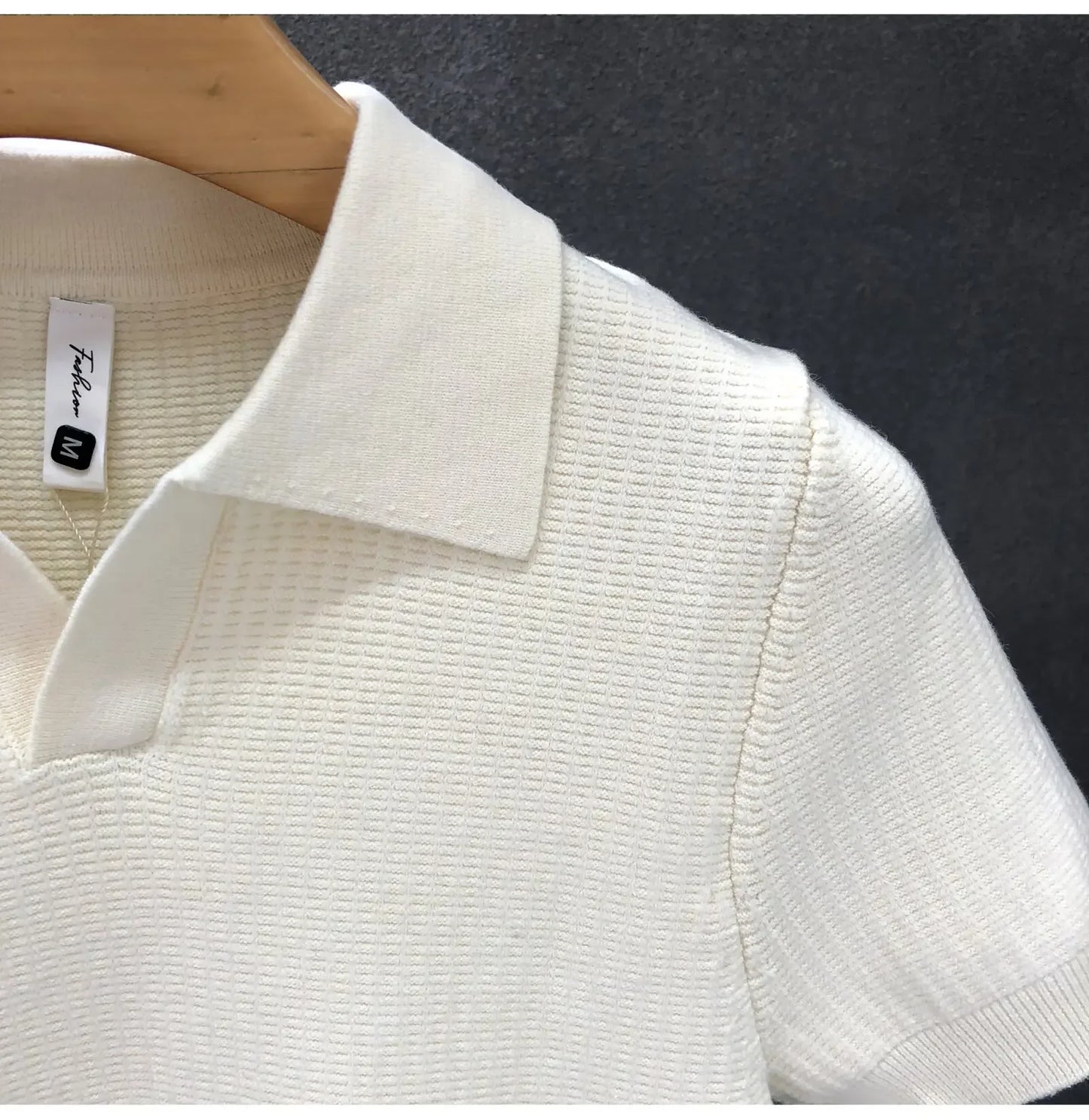 Casual Knitted Polo Shirt Men's Short Sleeve Cuban Collar T-Shirt Summer Fashion Individualistic Turn-down Collar Male Top