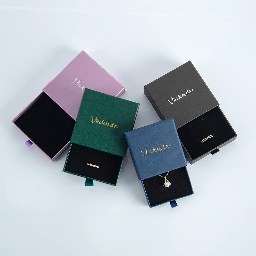 Wholesale 24pcs Custom Jewelry Packaging Box with logo Pink Cardboard Drawer Sliding Jewellery Earrings Ring Necklace Gift Boxes