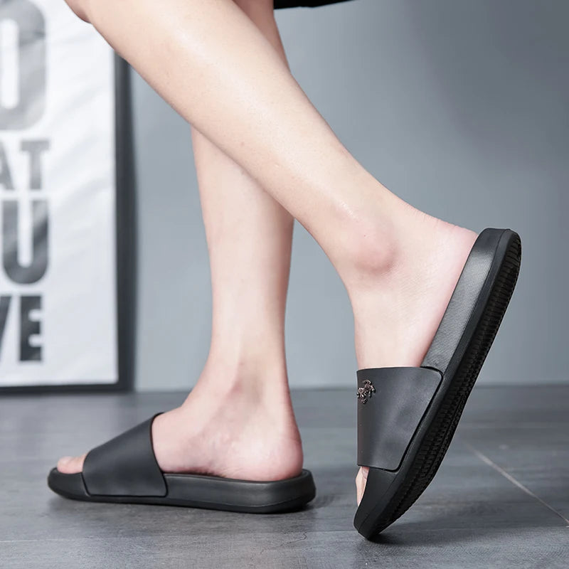 Men's Slippers Summer Non-Slip Casual Sandals Platform House Shoes Indoor Bathroom Slides Outdoor Casual Beach Shoes Flip-flop