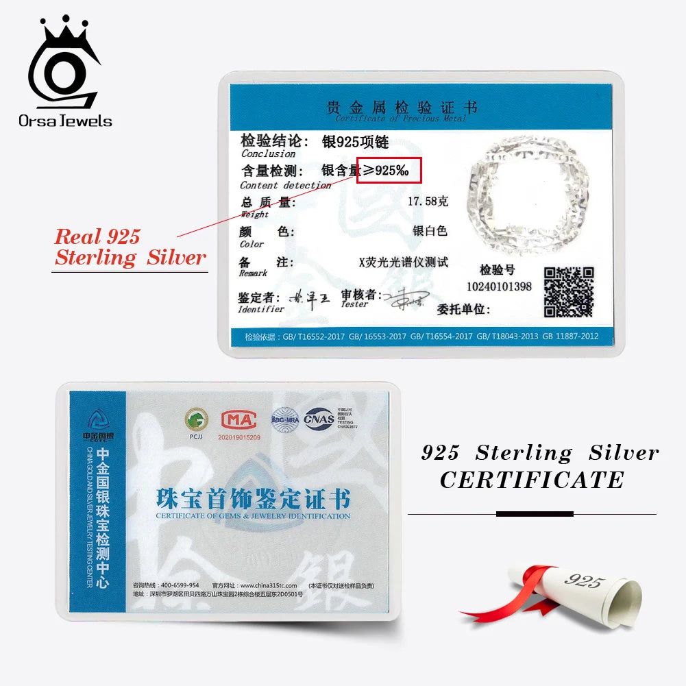 ORSA JEWELS 100% 925 Sterling Silver 2.6/3.7/5mm Flat Mariner Chain Necklace for Women Men Fashion Classic Necklace Jewelry SC78