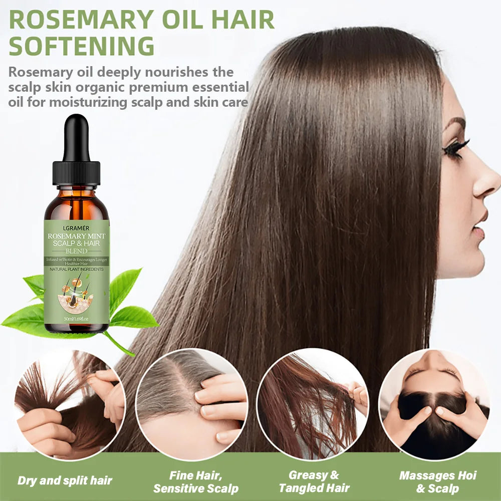 Hair Growth Essential Oil Rosemary Mint Hair Strengthening Oil Nourishing Treatment for Split Ends Dry Organics Hair Care Oil