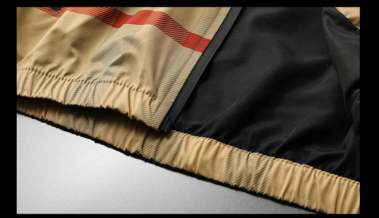 New Korean style fashionable striped jacket, high-quality hooded zipper jacket, men's slim fit jacket