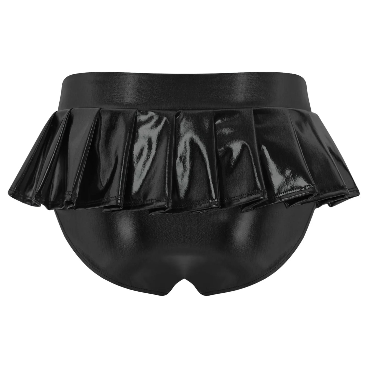 Womens Metallic Shiny Mini Skirt Elastic Waistband Pleated Skirted Underwear Culottes Micro Miniskirts Rave Party Nightclub Wear