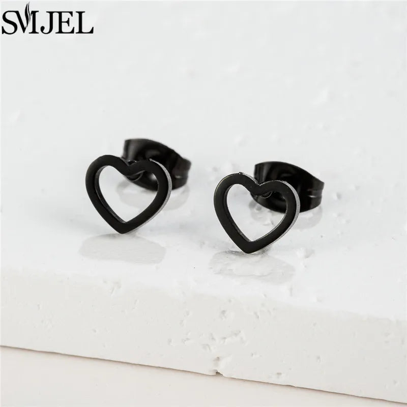 Romantic Simple Tiny Heart Earrings Female Minimalist Stainless Steel Love Stud Earring Hypoallergenic Jewelry Wedding Gift