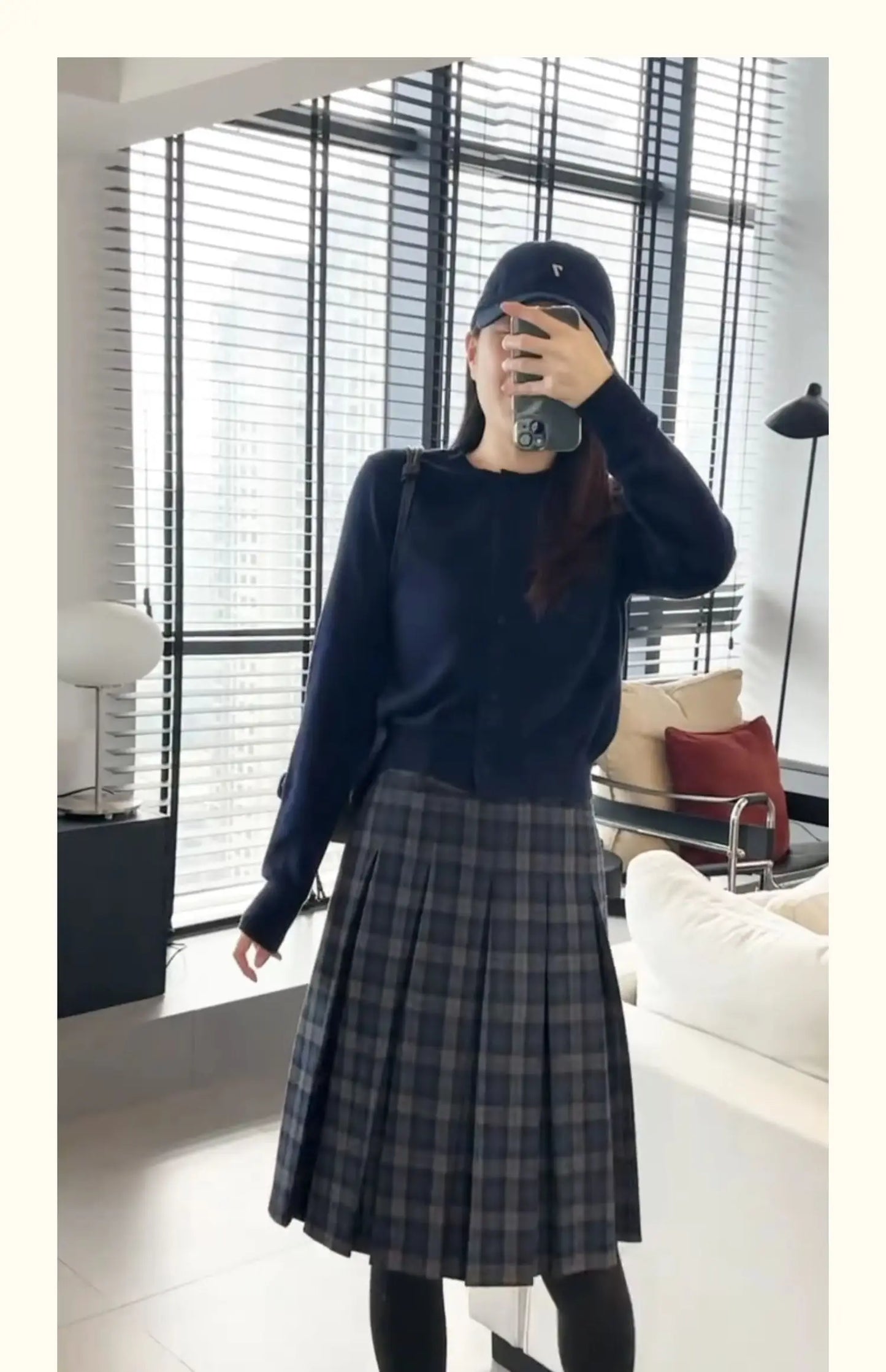 Retro Tweed Plaid A-Line  Skirt High Waist Slimming Ele Versatile Women's Early Autumn Winter Faion Skirt