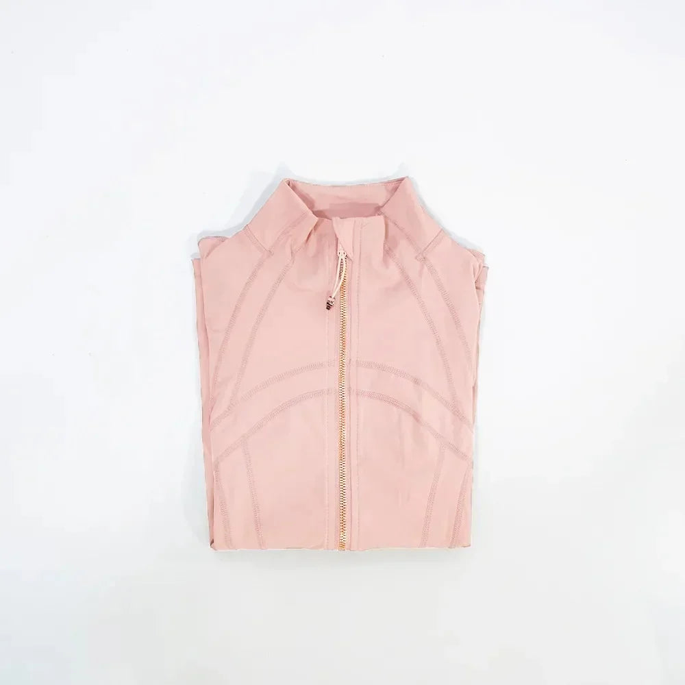 Slimming Zipper Jacket Yoga Collar Lightweight Quick Dry Sporty Thin Rose Gold Evening Summer Outerwear for Active Living