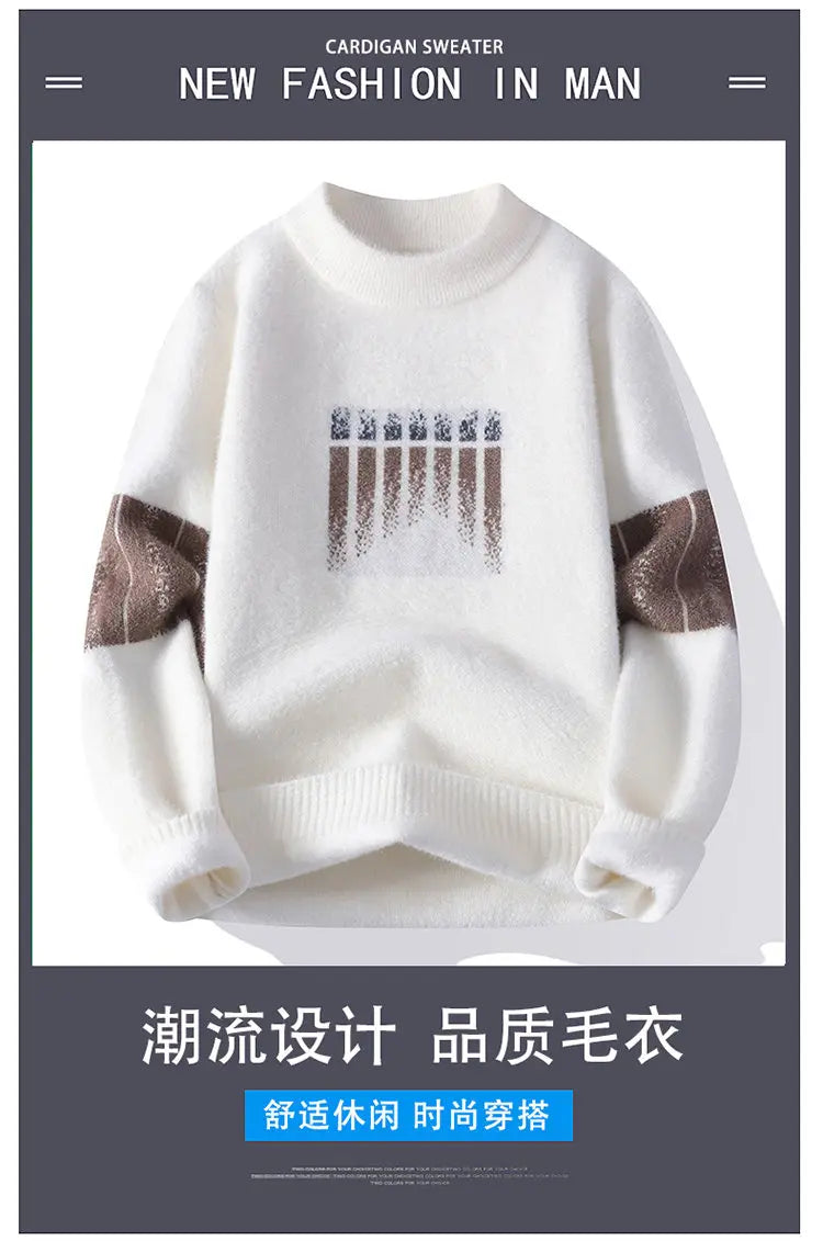 New Winter Tops Handsome Pullover Men Korean Harajuku Mens Christmas Sweaters Grade Luxury Thick Warm Sweater