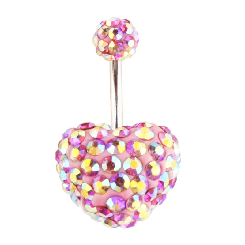 New Pink Series Heart Snake Crystal Zircon Belly Button Rings Fashion Cross Butterfly Dangled Belly Piercing for Women Jewelry