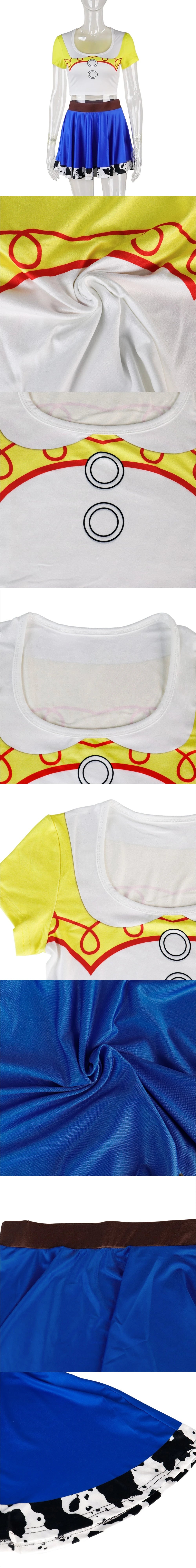 Nadanbao Jessie Halloween Cosplay Skirt for Women 3D Patchwork Printing Crop Top Blue Short Skirt Fashion Cheerleaders Clothing