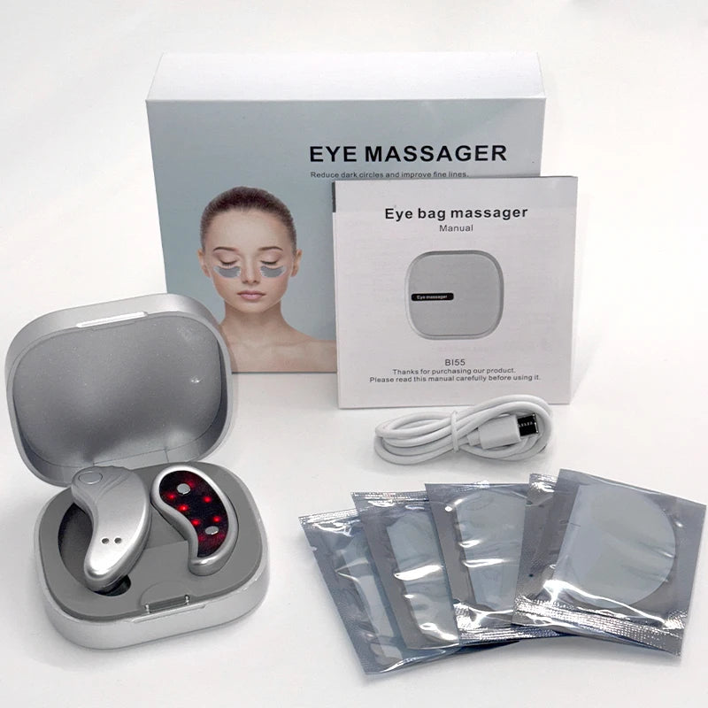 Led Red Light Eye Care Therapy Ems Massager With Gel Patch For Treatment Under Eye Wrinkle Improvement Dark Circles Removal Care