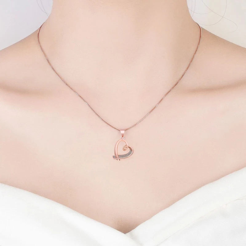 New Fashion Heart Rhinestone Pendant Neckalces Women 925 Sterling Silver Jewelry Silk Ribbon Love Rose Gold Zircon Choker Chain