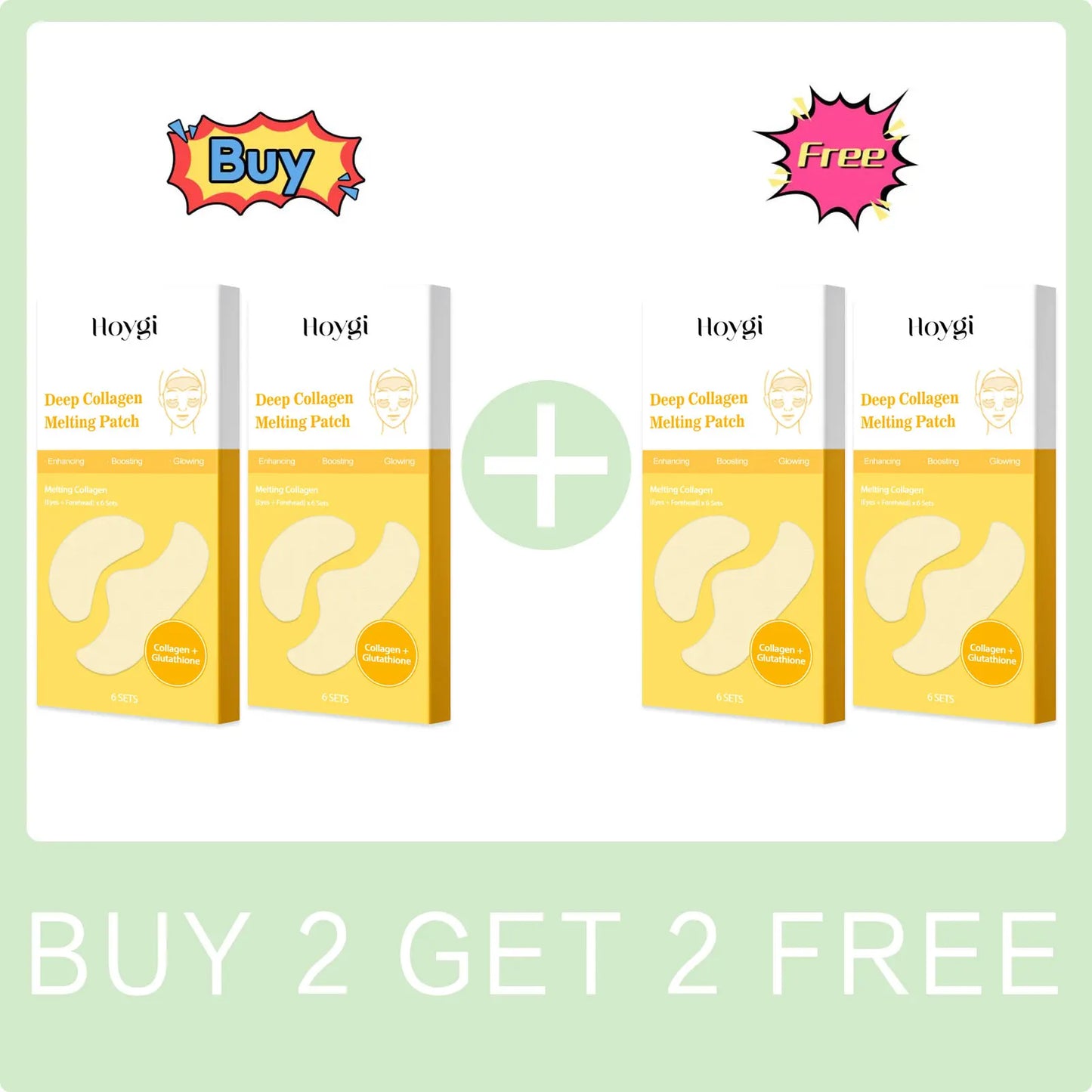 HOYGI Collagen Protein Patche Film Water Soluble Soluble Absorbable for Forehead Eye Area Moisturizing Essence Patch Face Care