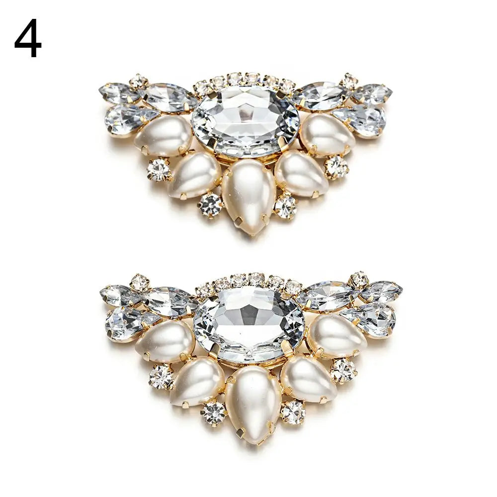 1Pair Detachable Shoes Decorations Shiny Crystal Shoes Clip Charm Buckle Rhinestone Brooch Women Bag Pendant Bride Accessories