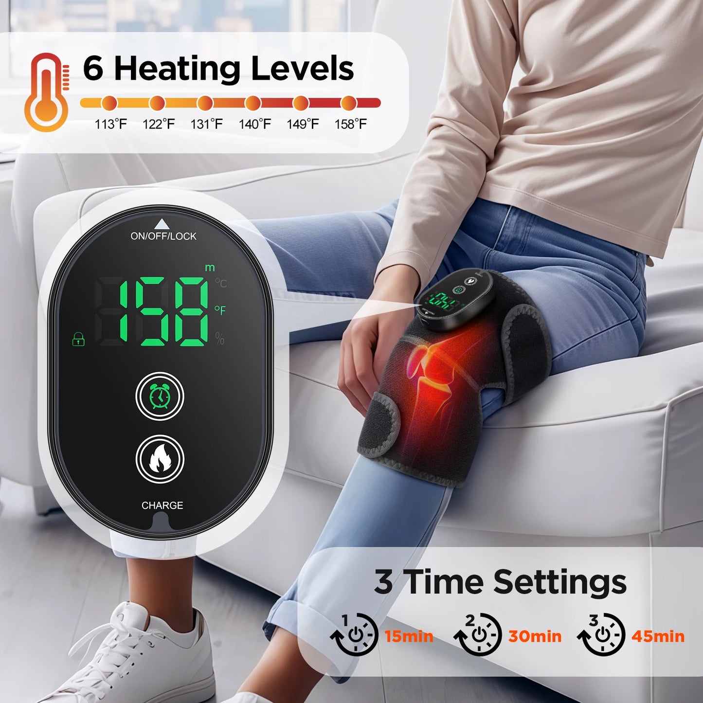 Wireless Electric Heating Knee Brace Support Belt Vibration Massage For Joint Care Knee Support Muscle Relax Hot Compress Pad