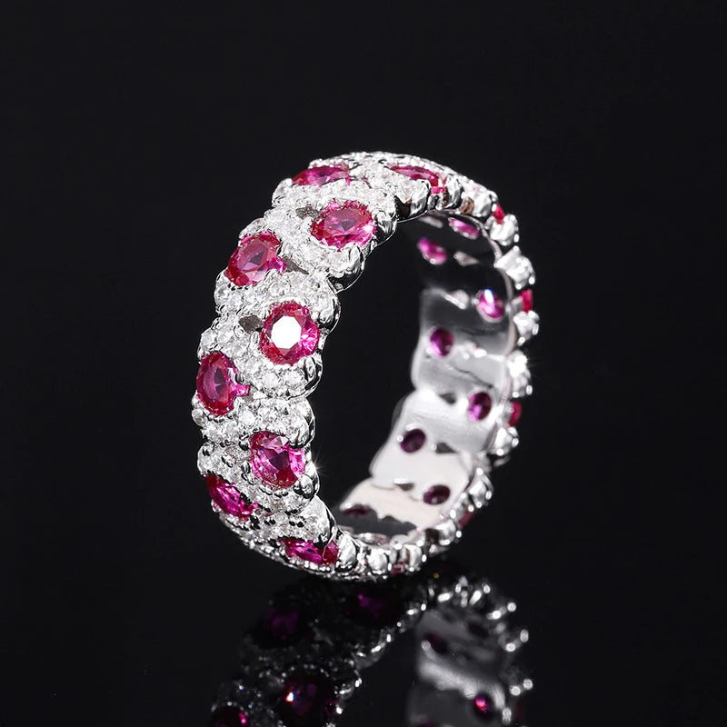 Halaile S925 Sterling Silver Zircon Jewelry High Carbon Diamond Gemstone Row Ring Luxury Fine Jewelry Women's Trendy Party Gift