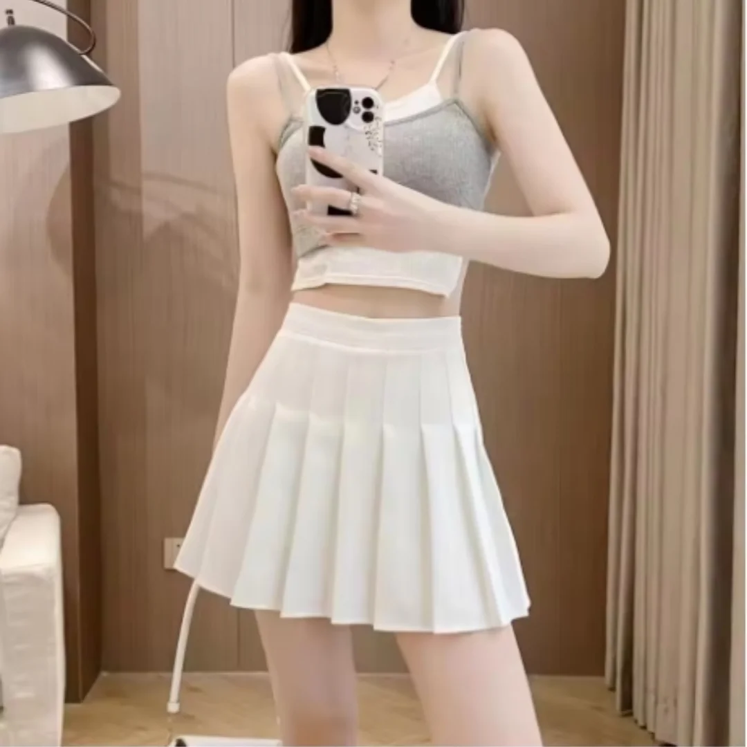 New Women Mini Skirt 2025 Summer New Korean Version College Style Tennis Dance Student Fashionable High Waisted Pleated Skirt