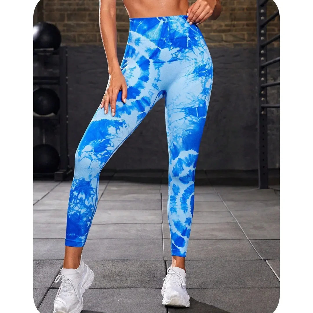 Tie Dye Yoga Pants High Waist Peach Hip Fitness Pants Running Outdoor Sports women's High Lift High Elastic Leggings Daily Wear