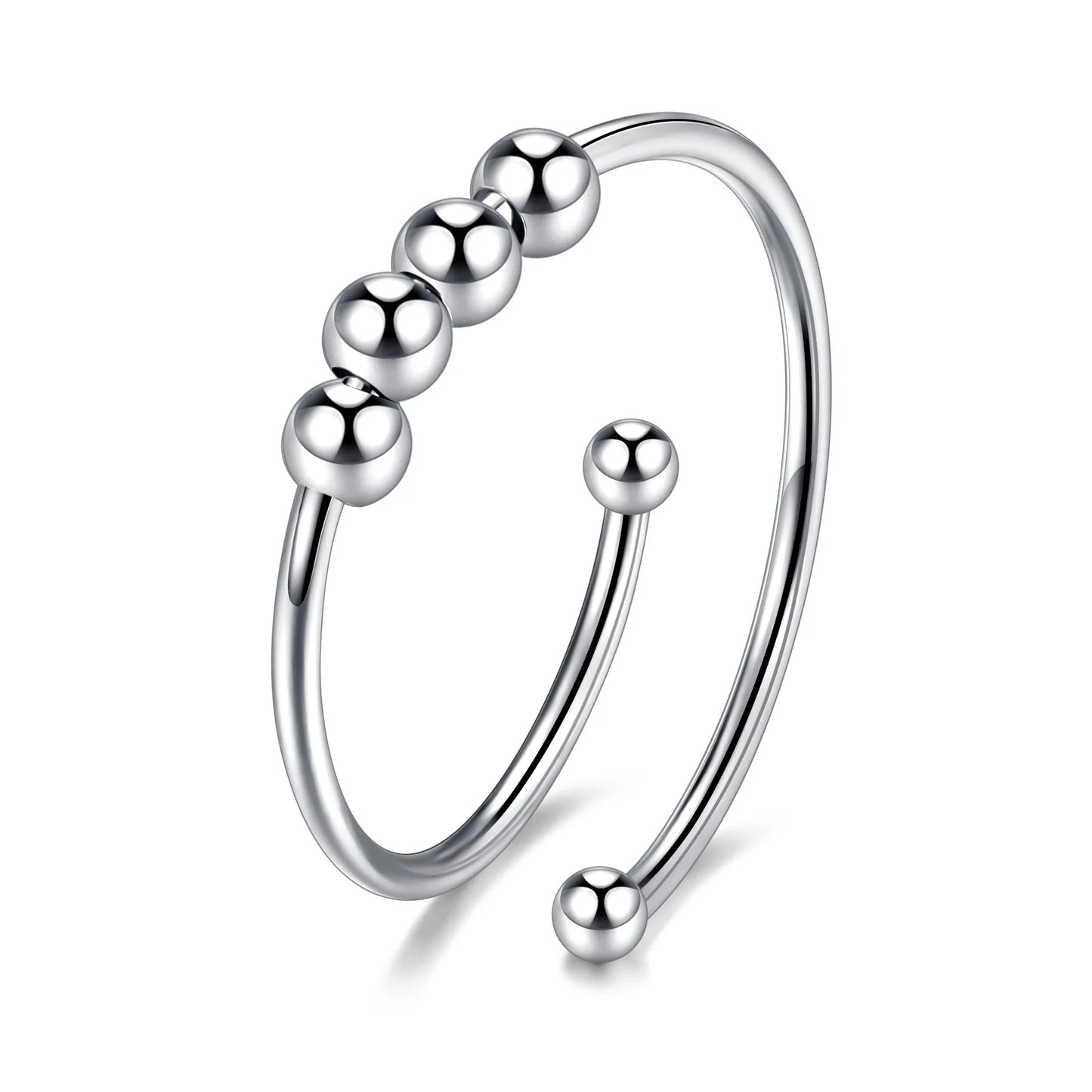 Trendy Anxiety Rings Tarnish Free Stainless Steel Fidget Rotate Bead Anti Stress Relief Finger Ring Jewelry For Women
