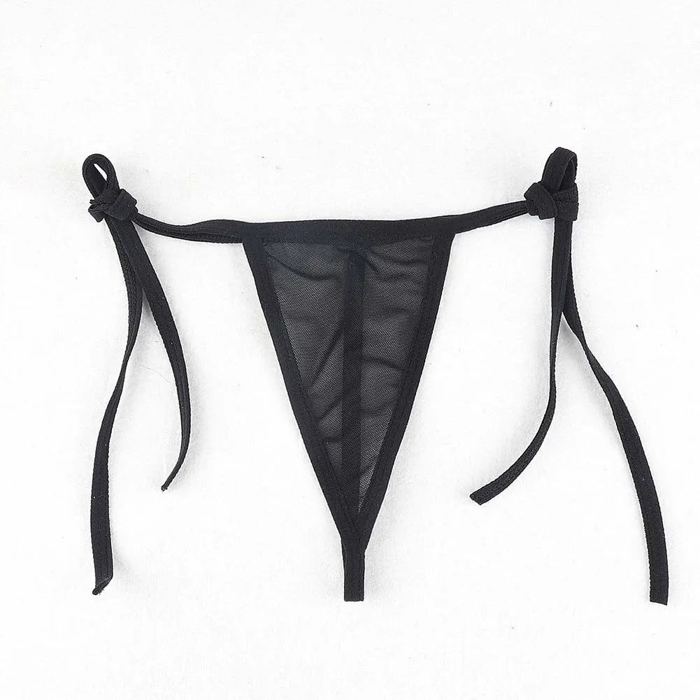 Womens Sexy Lingerie Bikini See ThrougSwimwear 2 Piece Bra With Tie Side Comfortable Thong Solid Color Beachwear Fashion Bustier