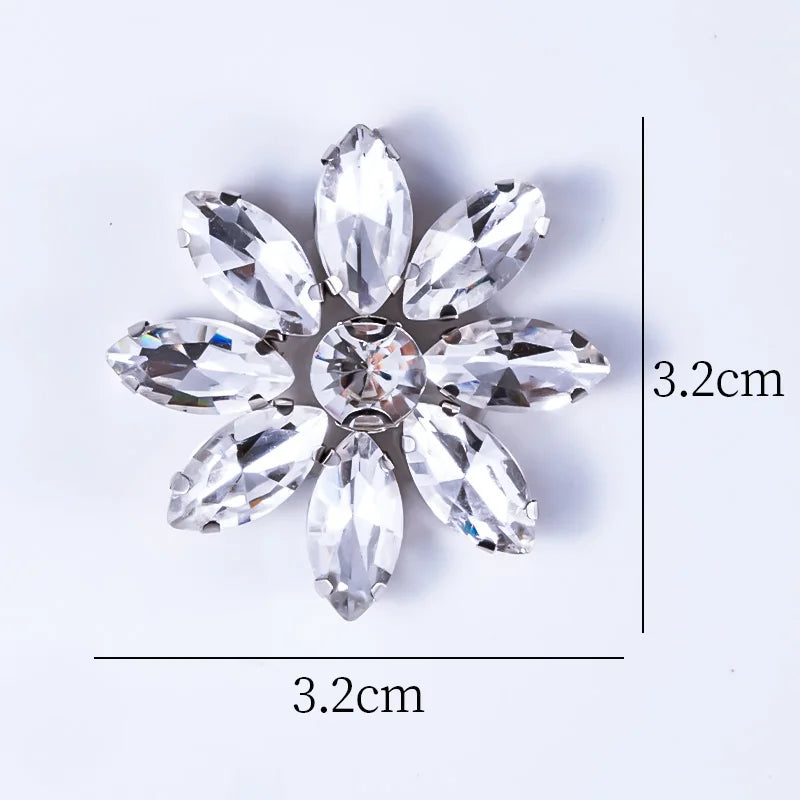 QIAO 5pcs Rhinestones Ornament Crystal Clear Iron on Diamond Rhinestones for Clothing Bags Hoodie Decorations Accessories
