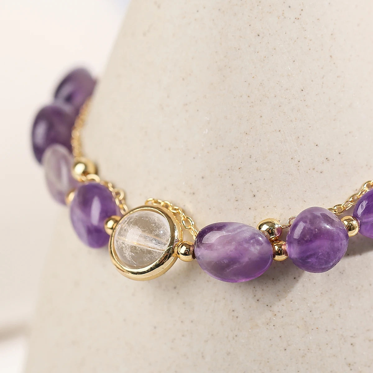 Exquisite Natural Amethyst Stone Lucky Chain Bracelets Women Fashion Jewelry Adjustable Healing Bracelets Girlfriend Party Gifts