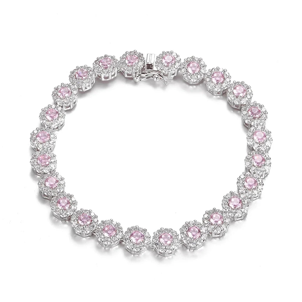 S925 Silver Zircon Tennis Bracelets Women's CZ Gemstone Fashion Shiny CZ Crystal Bracelet Bangle For Wedding Party