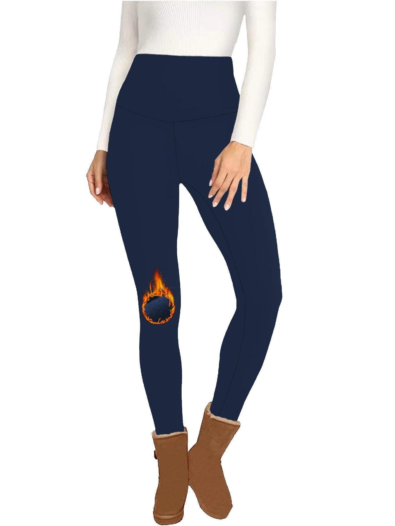 Women's leggings with thermal fleece interior. High waist design provides coverage and comfort for yoga and workout sessions