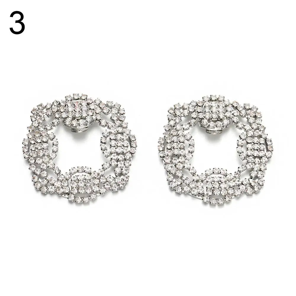 1Pair Detachable Shoes Decorations Shiny Crystal Shoes Clip Charm Buckle Rhinestone Brooch Women Bag Pendant Bride Accessories