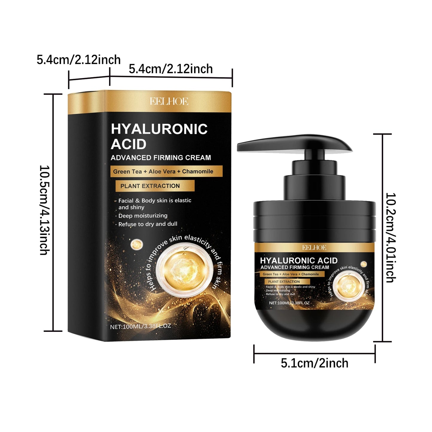 Hyaluronic Acid Firming Face Cream 100ml Intense Moisturizing Anti Aging Cream For Dry Skin Hydrating Wrinkle Reduction Cream