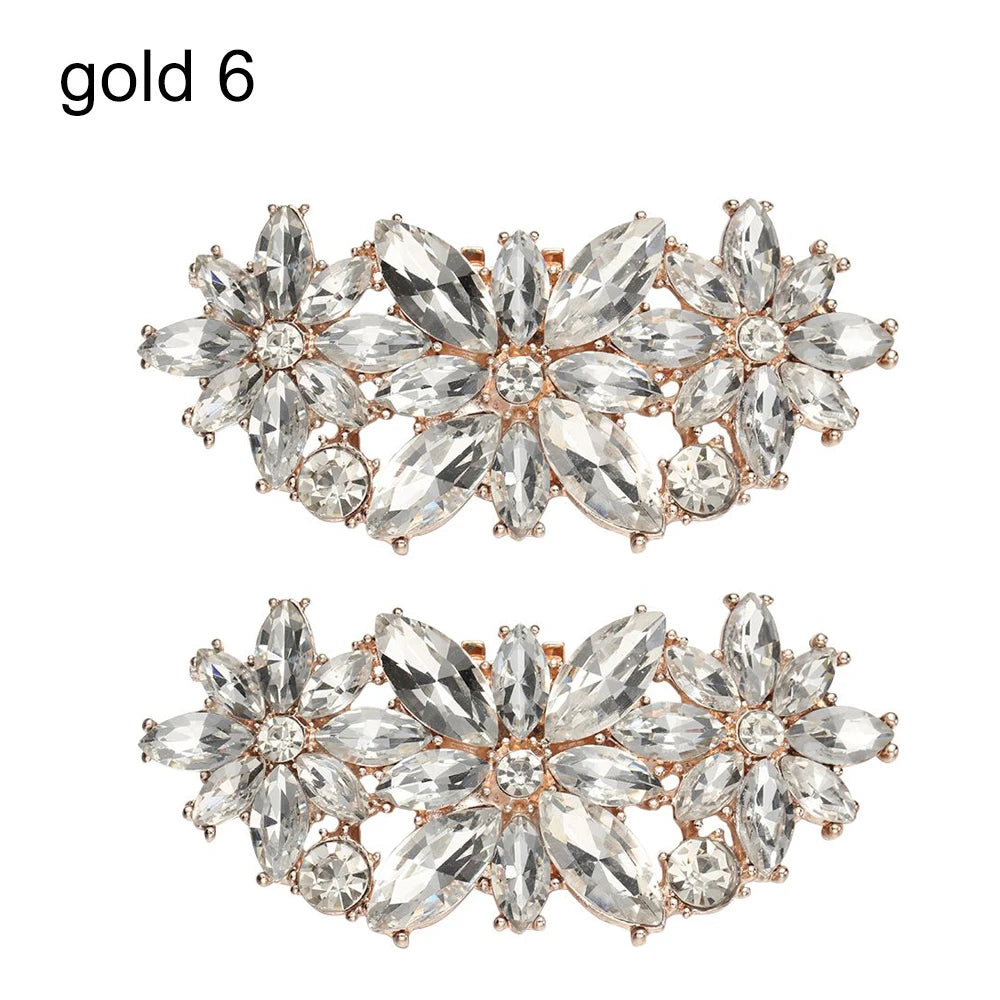 1Pair Detachable Shoes Decorations Shiny Crystal Shoes Clip Charm Buckle Rhinestone Brooch Women Bag Pendant Bride Accessories