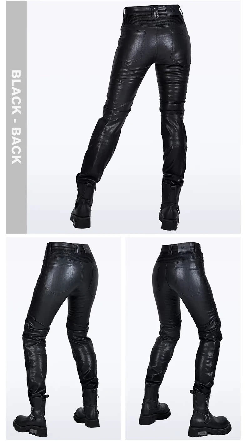 Motocross Racing Pants PU Leather Biker Trousers Waterproof Windproof Women With CE Knee Hip Pad Racing Motorbike Trousers Pants