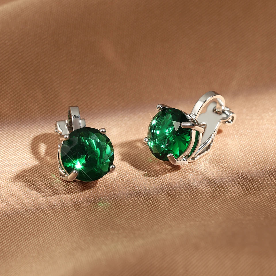 ZAKOL Shiny 7mm Cubic Zircon Ear Cuffs Earring Round Crystal Fake Piercing Clip Earrings For Women Wedding Party Jewelry