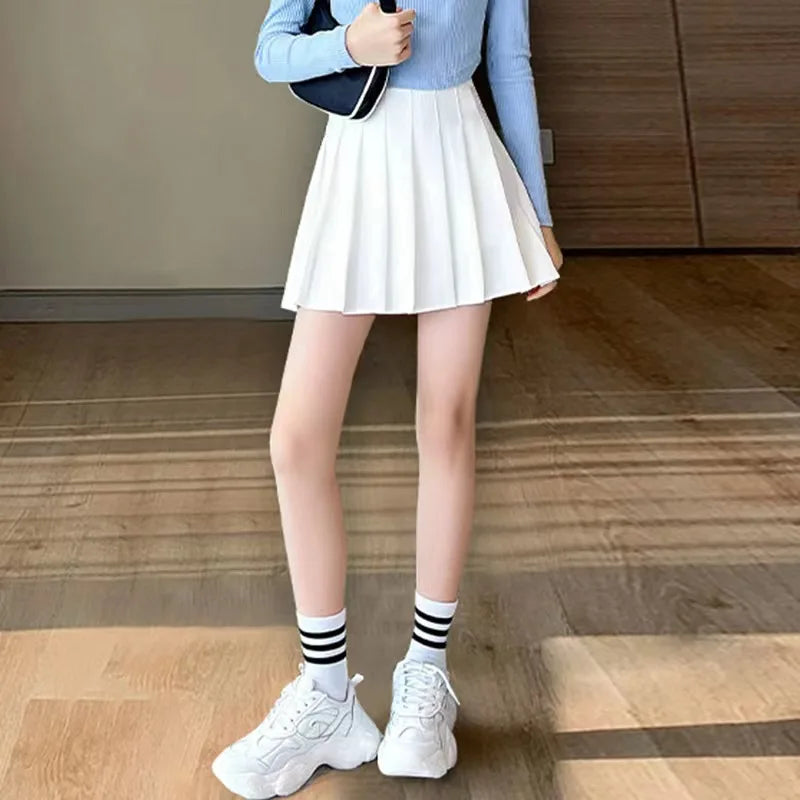 New Women Mini Skirt 2025 Summer New Korean Version College Style Tennis Dance Student Fashionable High Waisted Pleated Skirt