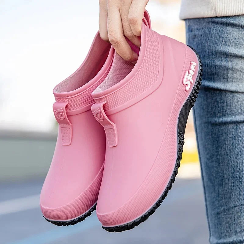 Casual Thick Bottomed Waterproof Outdoor Wear-Resistant Ladies Short Tube Water Shoes Daily Leisure Rain Boots for Women