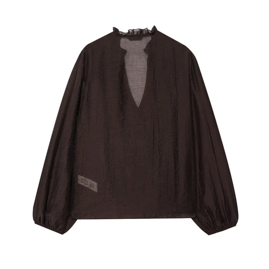 Women Shirt 2025 New Fashion Autumn Long Sleeve Layered Decorative Blouse for Women Casual Chic V-neck Ladies Top