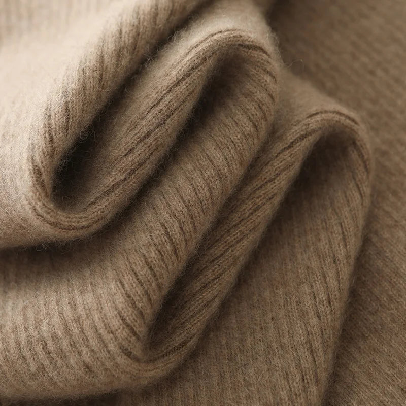 100% Merino Wool Skirt Women's Elastic Waist Cashmere Striped Skirts Office Lady Knitted Simple Dress Thickening Autumn Winter