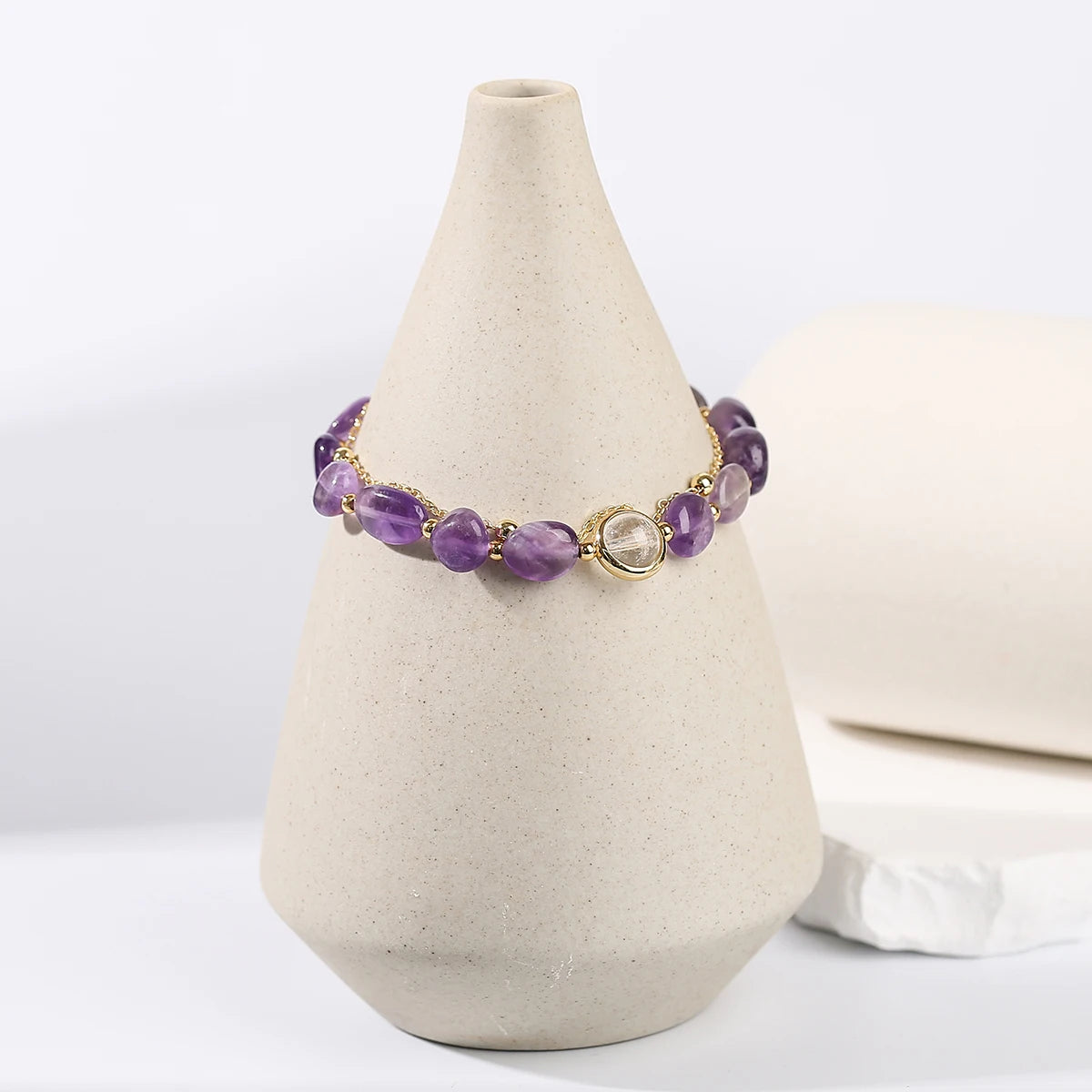 Exquisite Natural Amethyst Stone Lucky Chain Bracelets Women Fashion Jewelry Adjustable Healing Bracelets Girlfriend Party Gifts