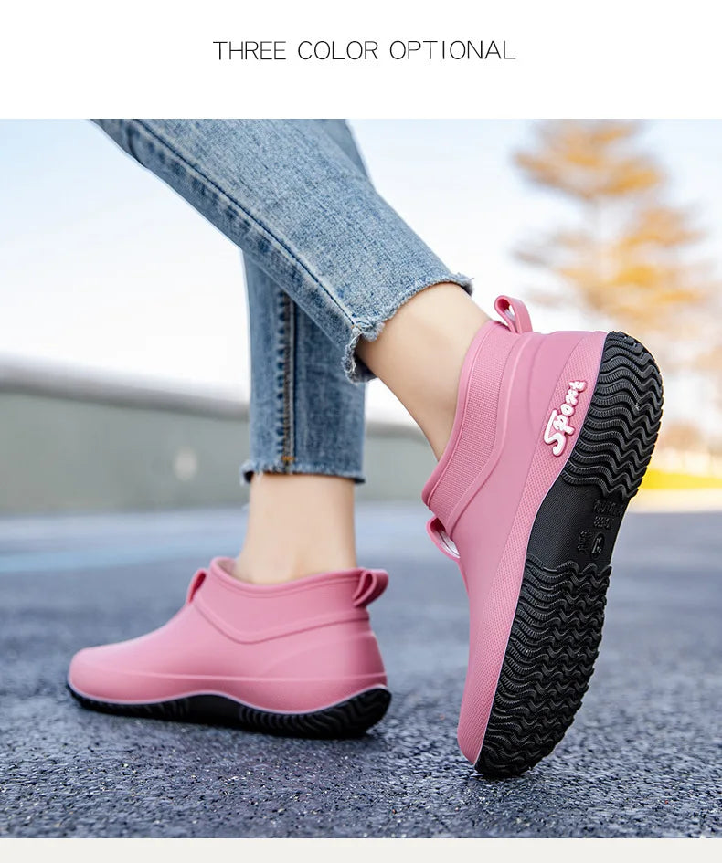 Casual Thick Bottomed Waterproof Outdoor Wear-Resistant Ladies Short Tube Water Shoes Daily Leisure Rain Boots for Women