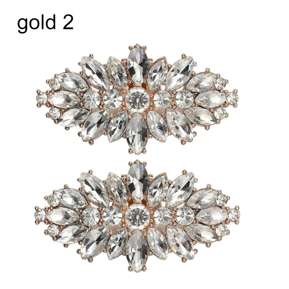 1Pair Detachable Shoes Decorations Shiny Crystal Shoes Clip Charm Buckle Rhinestone Brooch Women Bag Pendant Bride Accessories