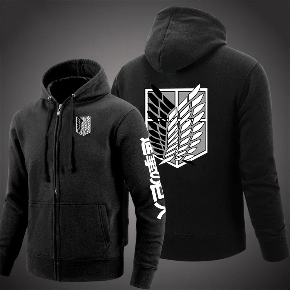 2025 Japanese Anime High Street Jacket Spring And Autumn Man's Popular Zipper Hoodies Attack on Titan Logo Print Cardigan Coat